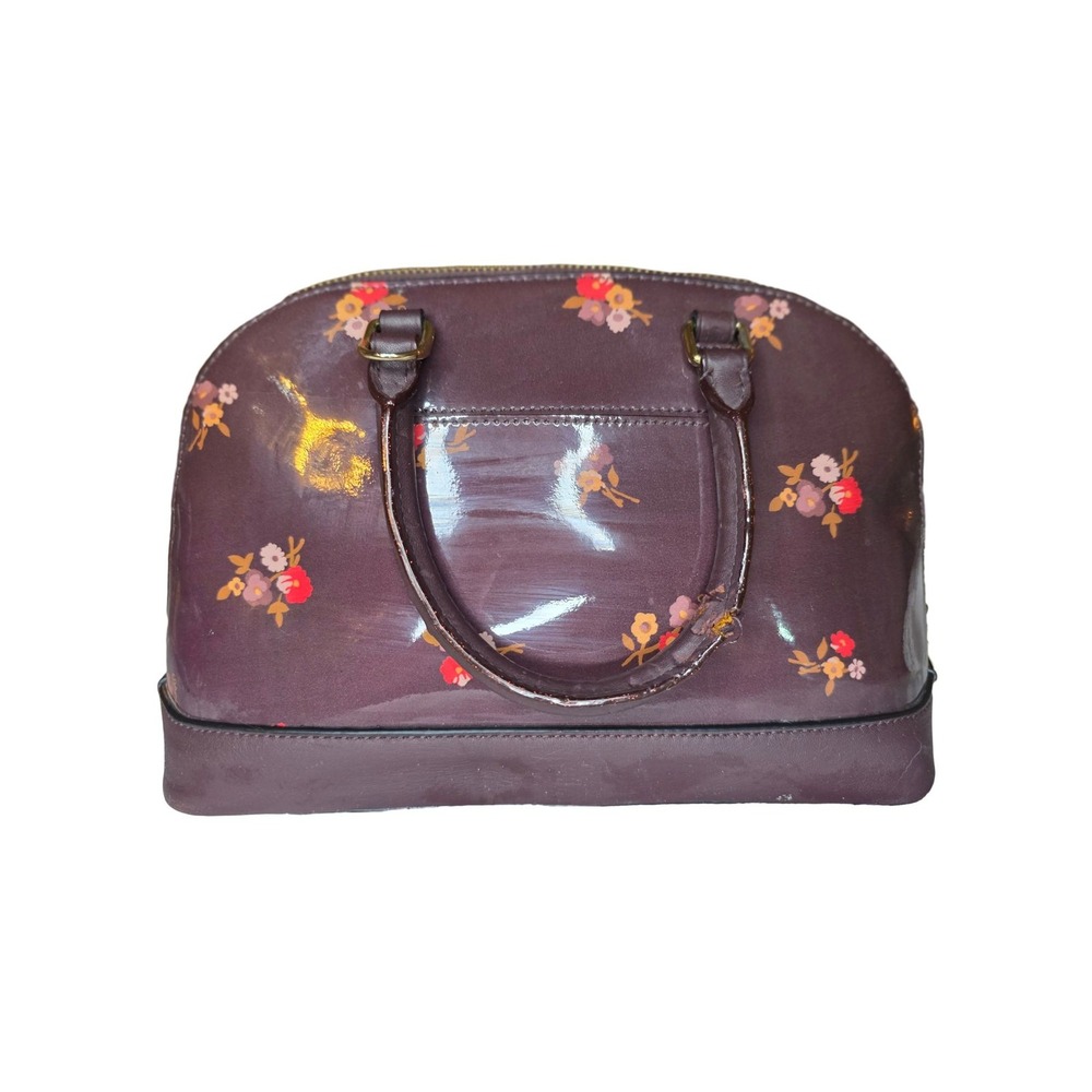 Coach Sierra Satchel Plum Floral Patent Leather Dome Handbag F57621 - Picture 4 of 10